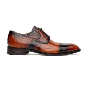 Mauri Flawless 1087/2 Men's Shoes Cognac with T.Moro Finished Exotic Alligator Cap-Toe Derby Oxfords (MA5595)