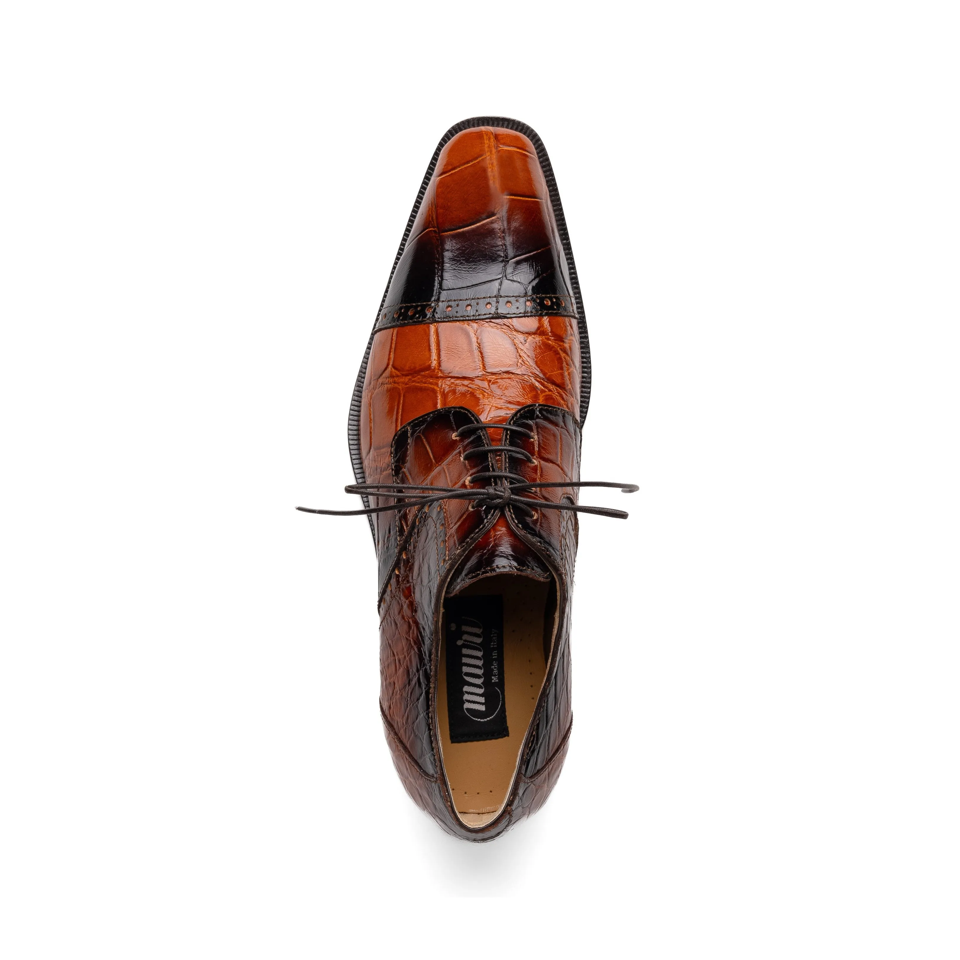 Mauri Flawless 1087/2 Men's Shoes Cognac with T.Moro Finished Exotic Alligator Cap-Toe Derby Oxfords (MA5595)