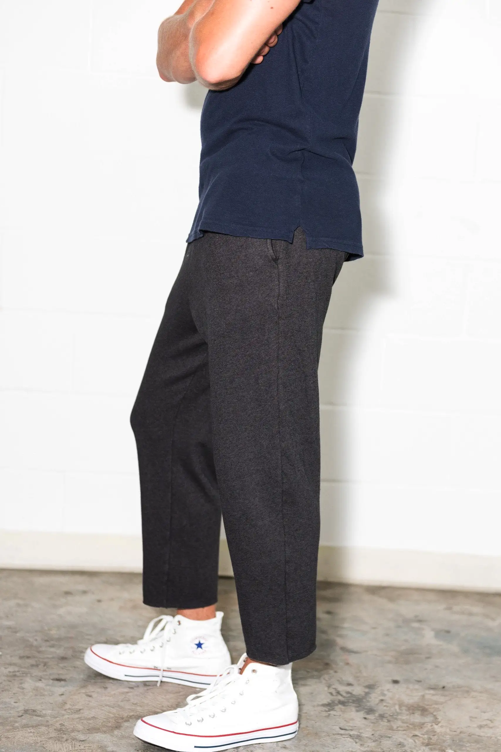 Men's French Terry Cut Off Raw Hem Sweatpant