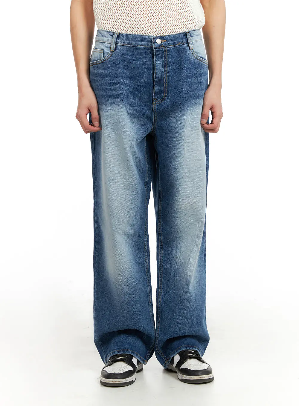 Men's Washed Wide Leg Jeans IA402