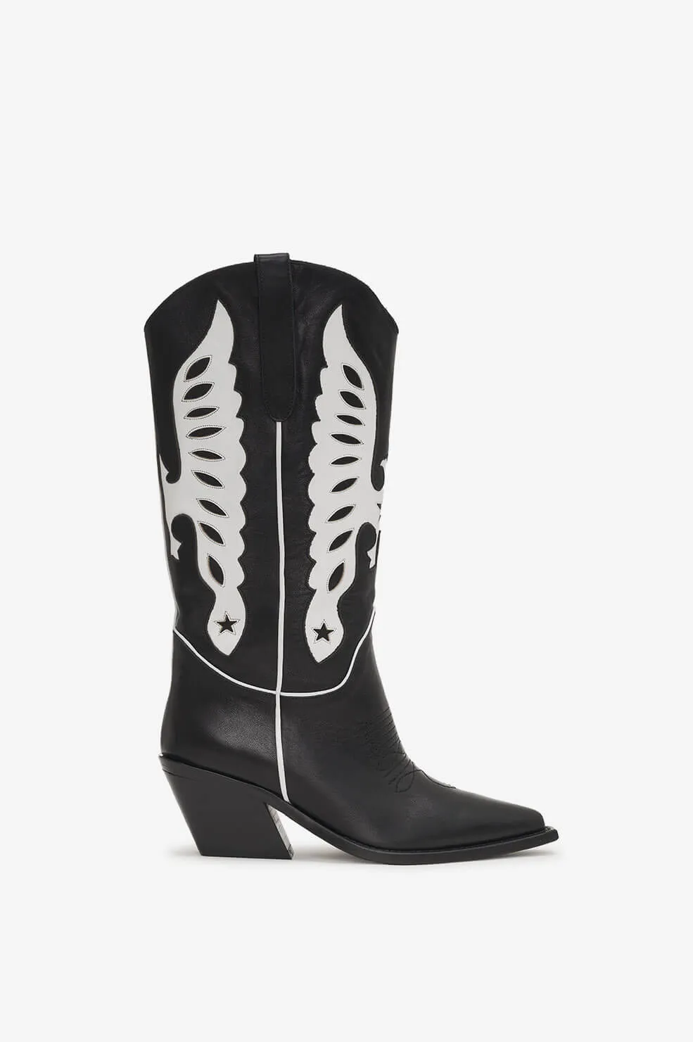 Mid Calf Tania Boots - Black And White