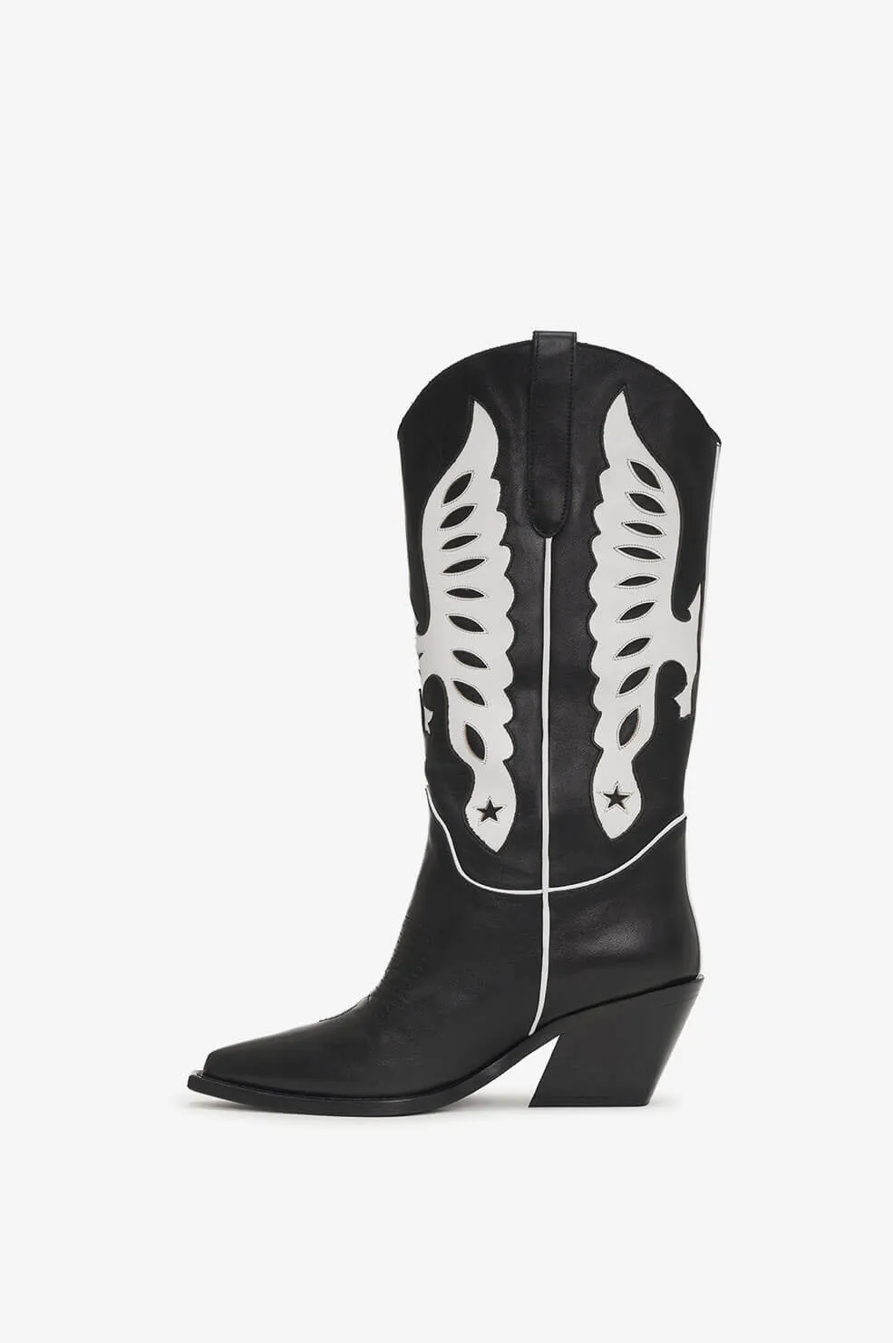 Mid Calf Tania Boots - Black And White