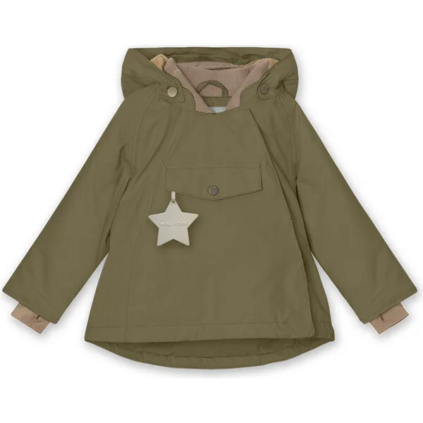 Mini A Ture Wang Fleece Lined Winter Jacket, Capers Green