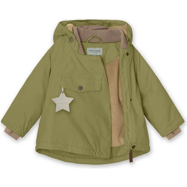 Mini A Ture Wang Fleece Lined Winter Jacket, Mosstone