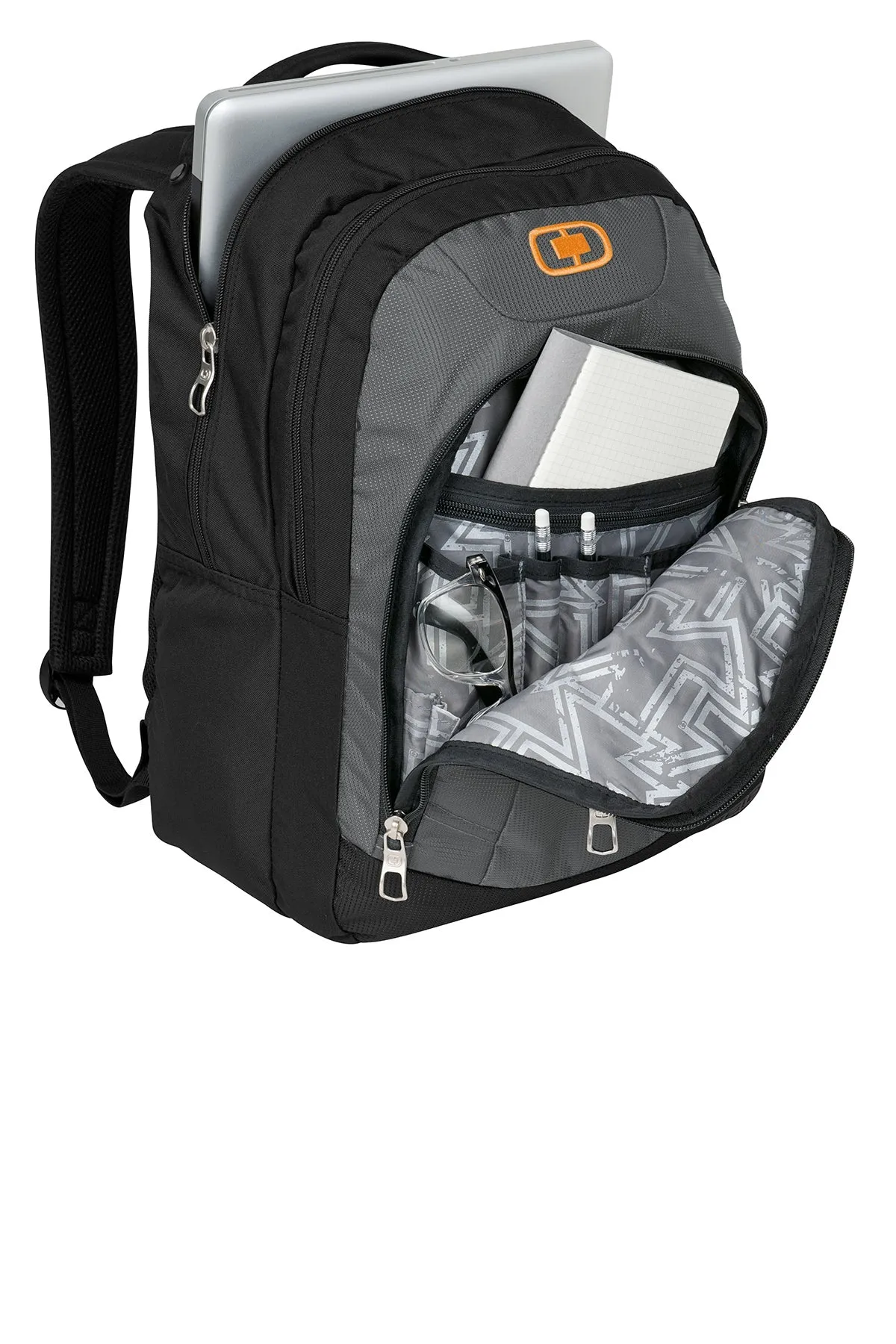 OGIO Colton Customzied Backpacks, Diesel Grey/Orange