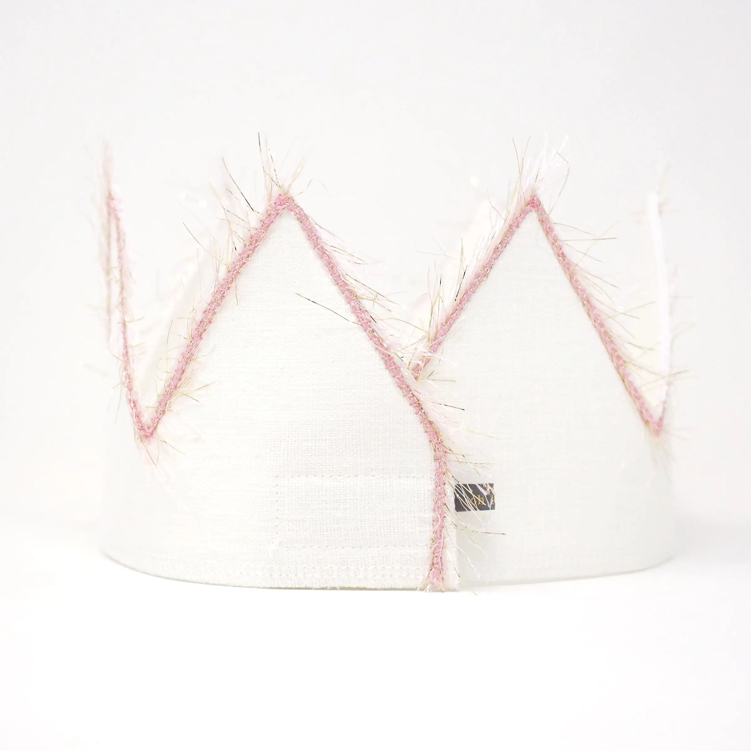 oh baby! Two Birthday Crown with Blush/Gold Trim on Oyster Linen