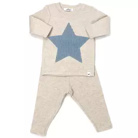 oh baby! Two Piece Set - Fog Star Applique - Sand