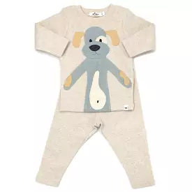 oh baby! Two Piece Set Large Puppy Mist Applique - Sand