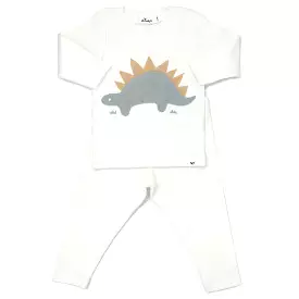 oh baby! Two Piece Set Mist Stegosaurus Applique - Cream