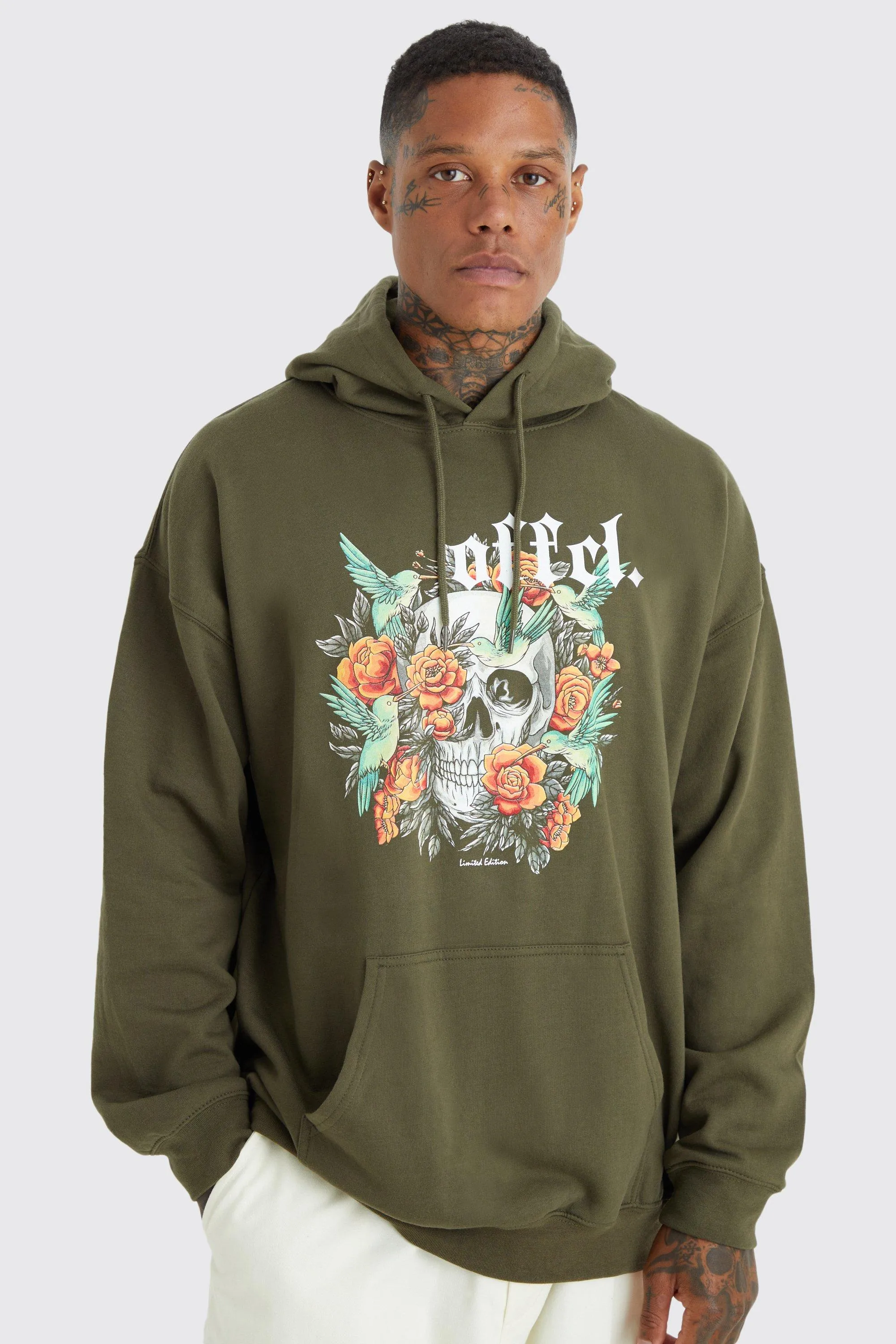 Oversized Official Skull Graphic Hoodie | boohooMAN UK