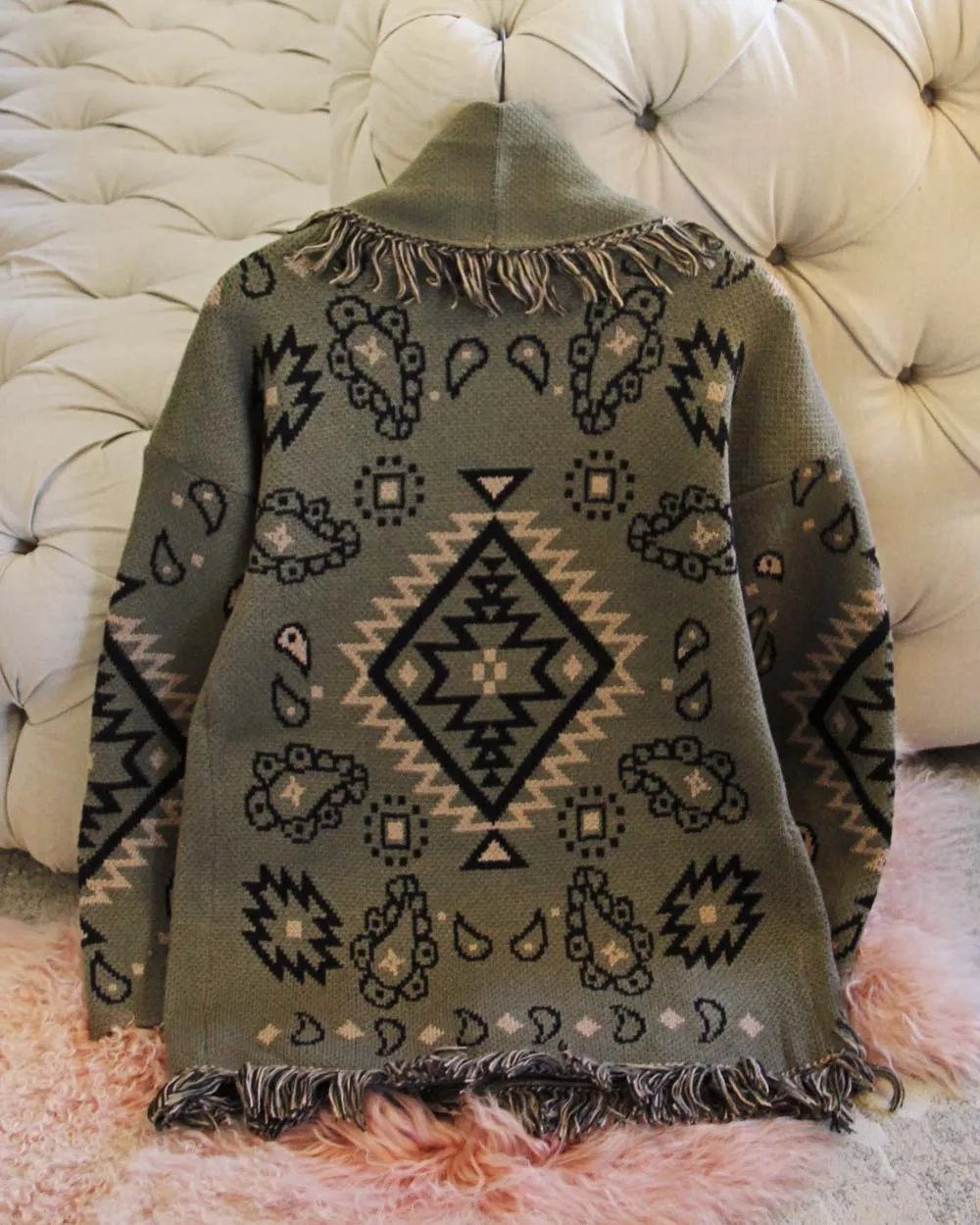 Paisley Blanket Sweater in Sage