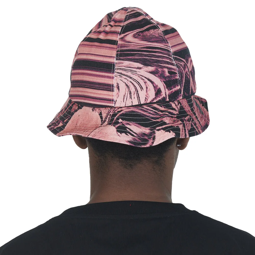 RASSVET FLOWER PRINT DENIM BUCKET HAT WOVEN // PINK