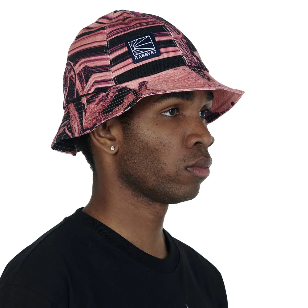 RASSVET FLOWER PRINT DENIM BUCKET HAT WOVEN // PINK