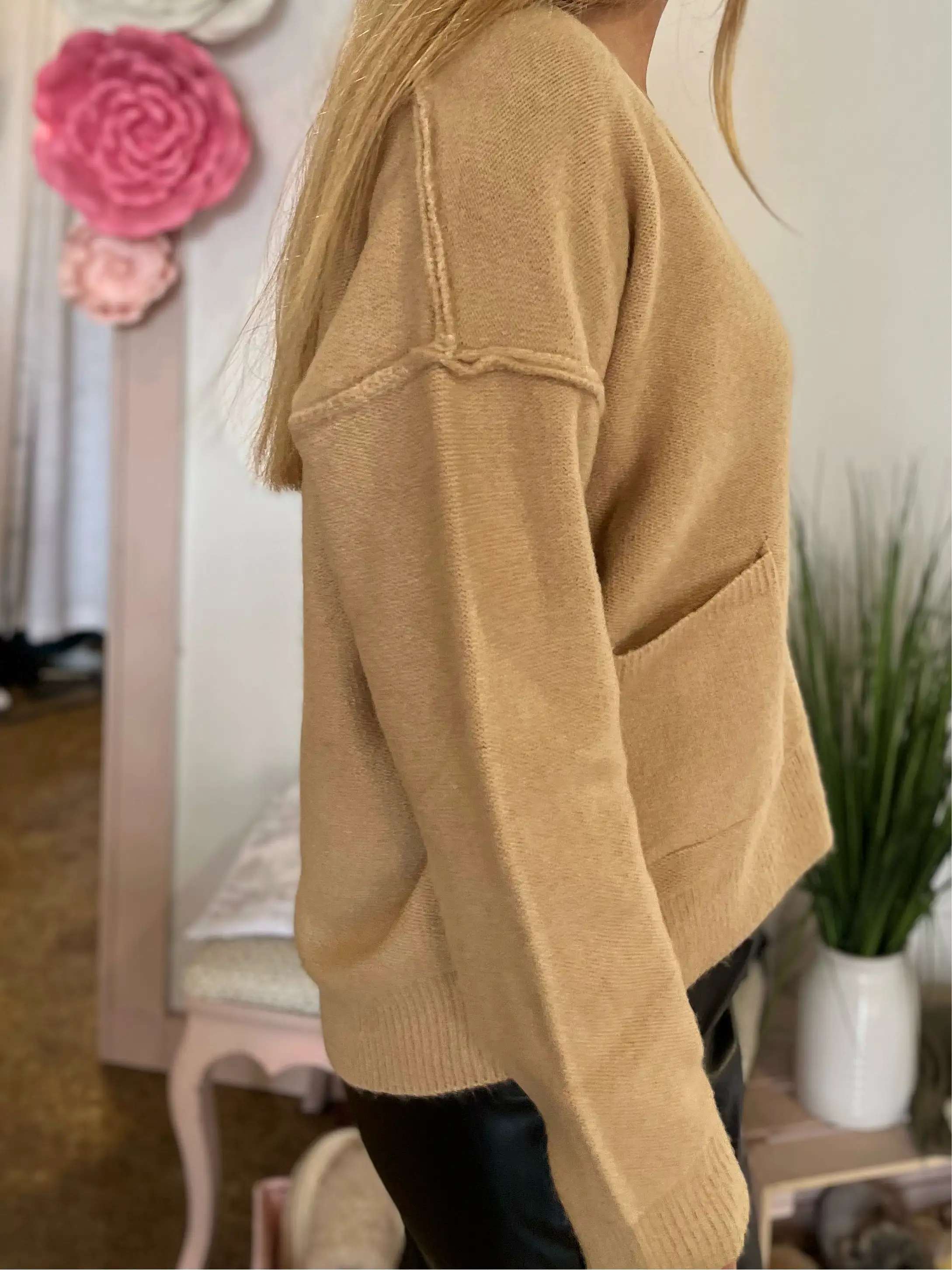 RAW HEM CARDIGAN - OATMEAL