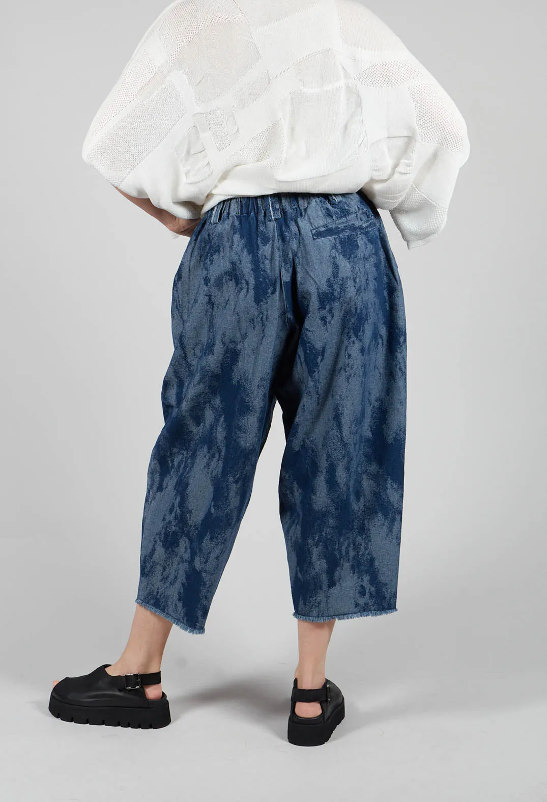 Raw Hem Denim Trouser in Blue