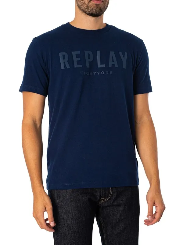 Replay Branded Graphic T-Shirt - Blue