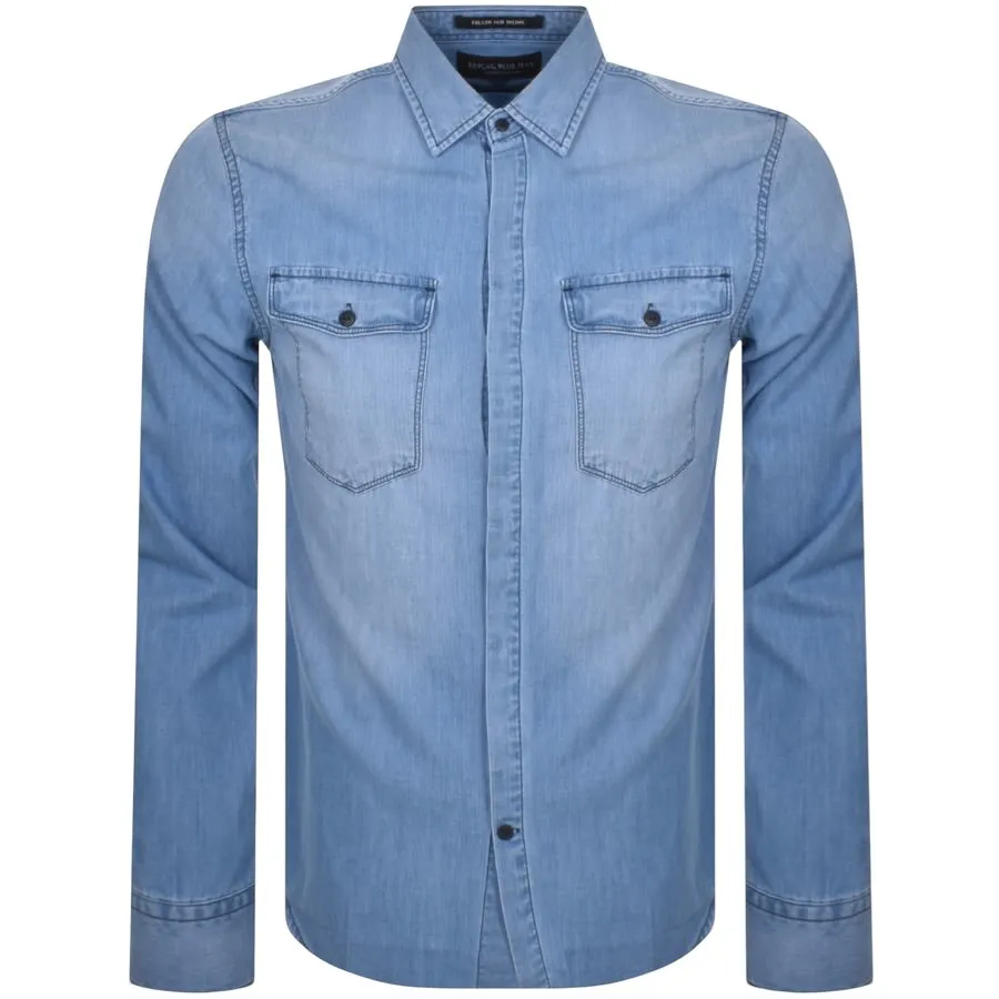 Replay Denim Long Sleeve Shirt Blue