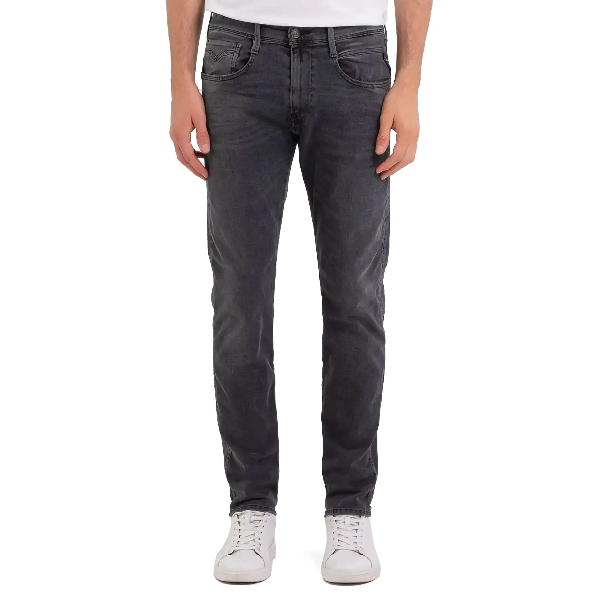 Replay Hyperflex Re-Used Anbass Slim Tapered Jeans - Original Dark Grey