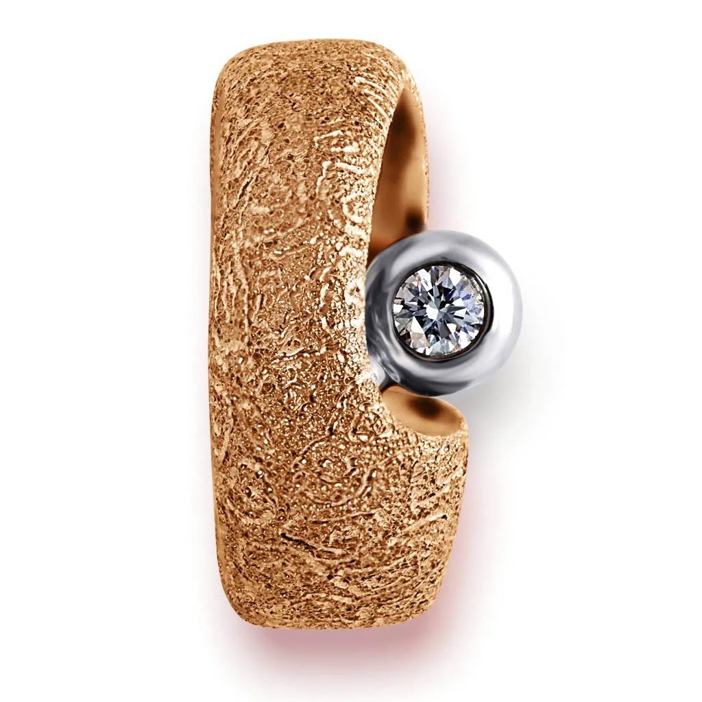 Rose Gold Modern Art Ring with Diamond