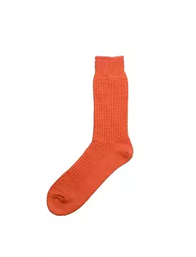 Rototo Cotton Waffle Crew Socks Light Orange