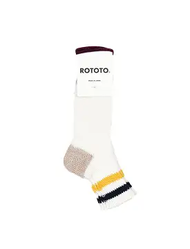 Rototo Two Stripe White / Navy / Yellow