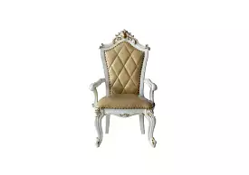 Set Of Two 27 Brown And White Faux Leather Tufted Side Chair