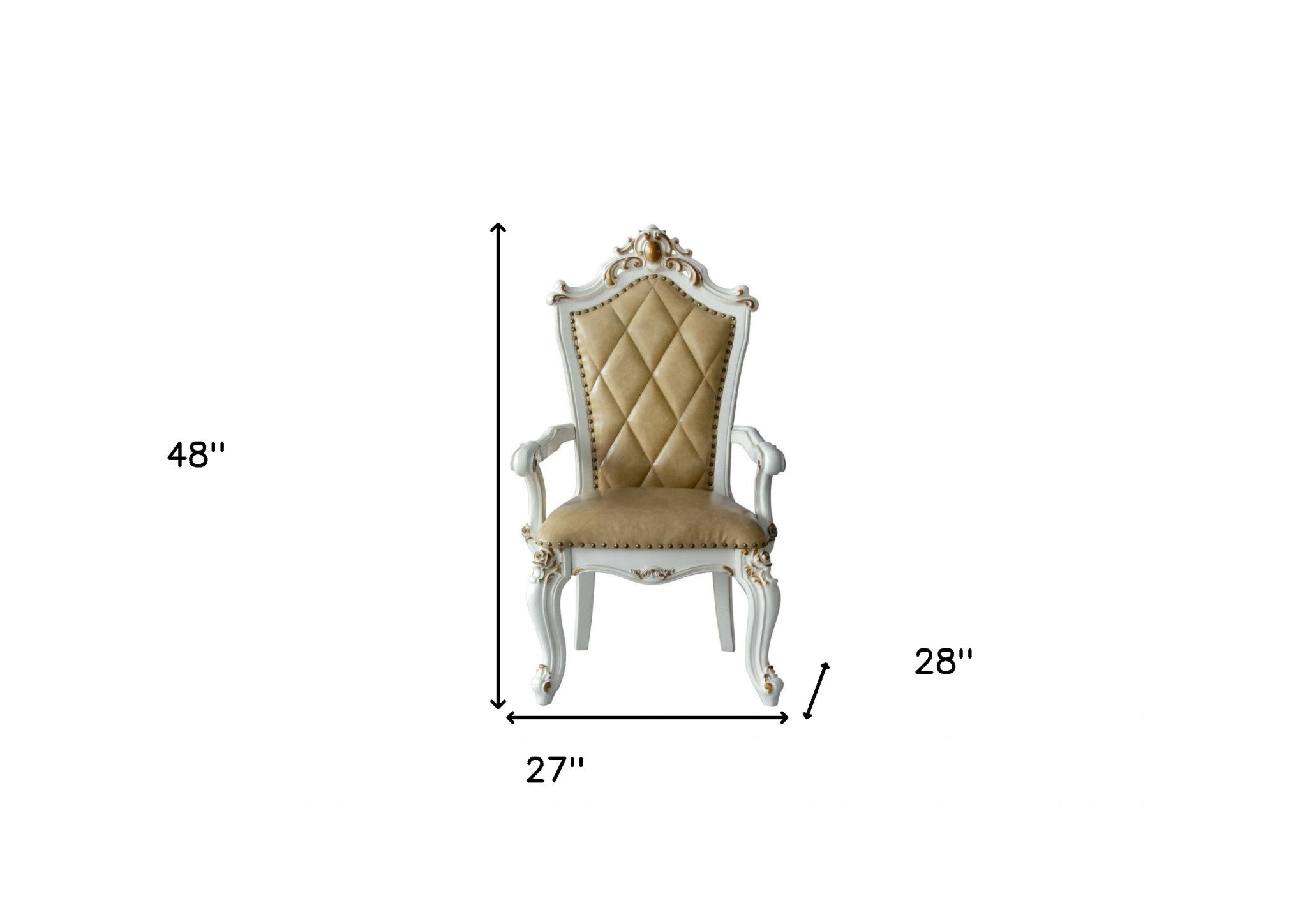 Set Of Two 27 Brown And White Faux Leather Tufted Side Chair