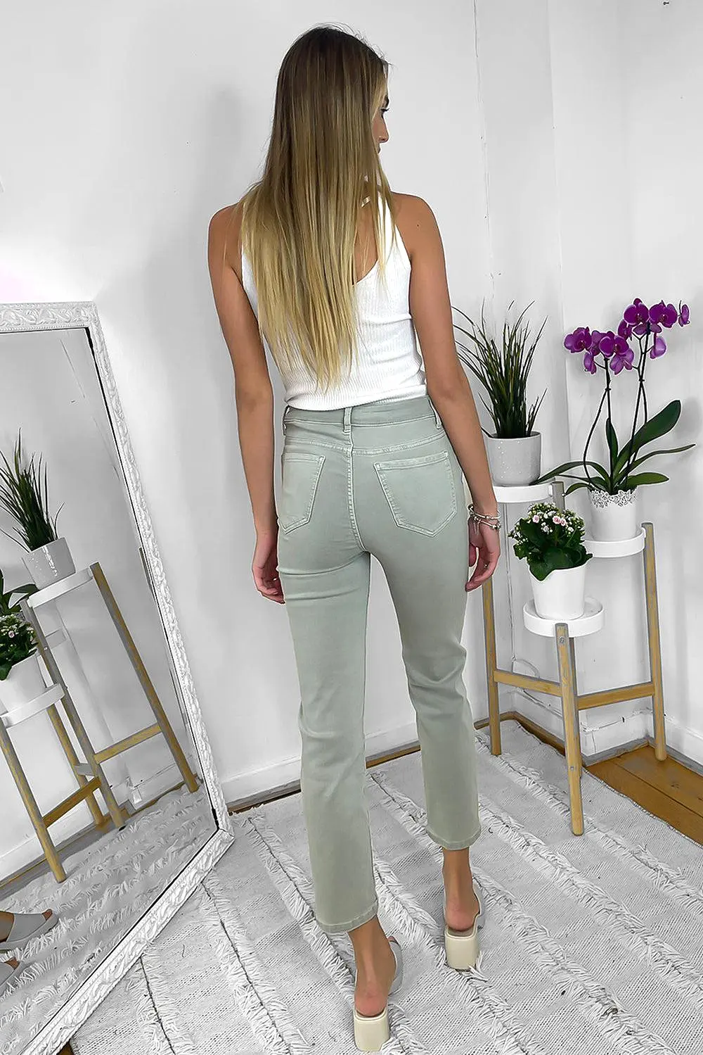 Silver Copper Button Light Jeans