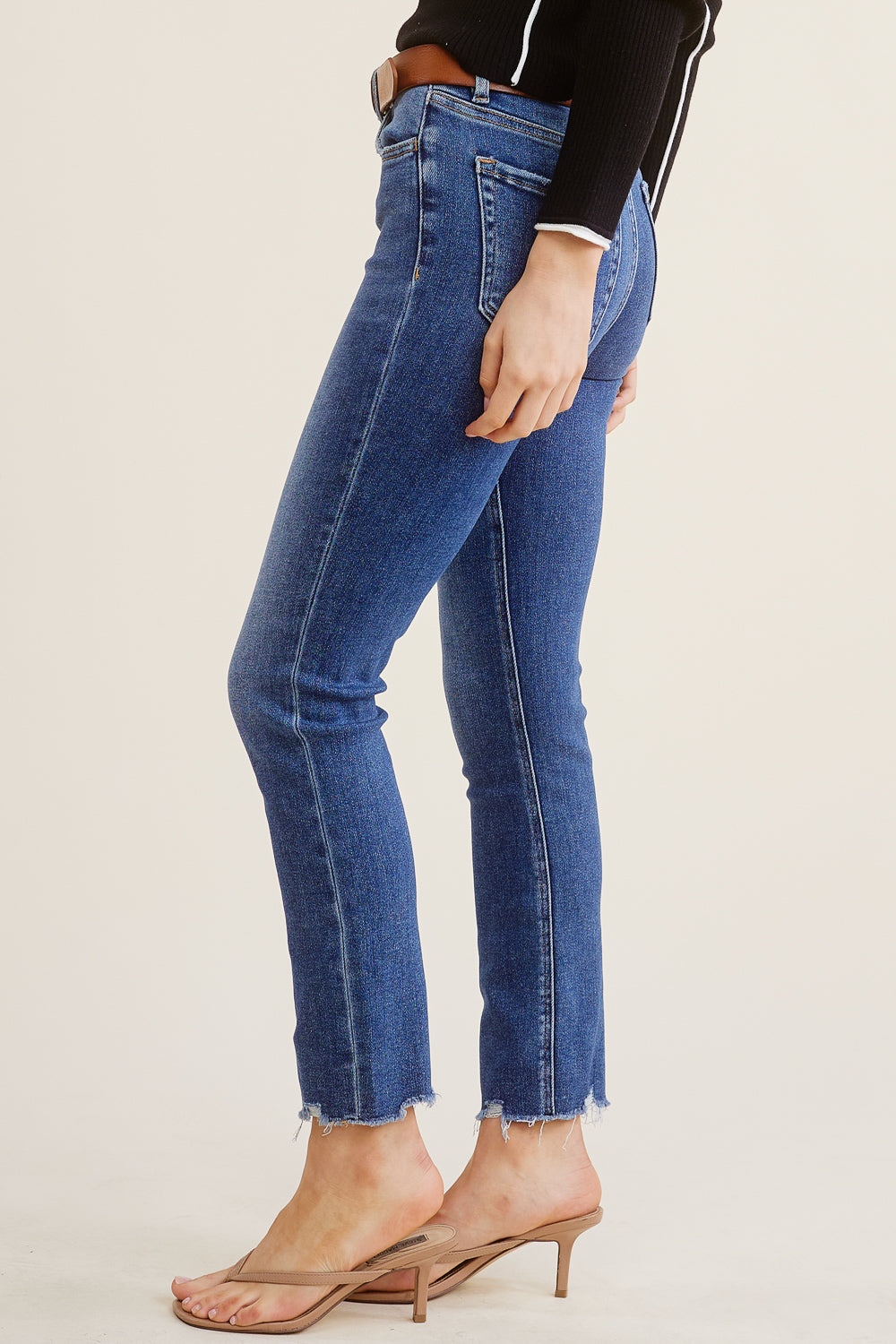 Slim Straight Raw Hem Denim