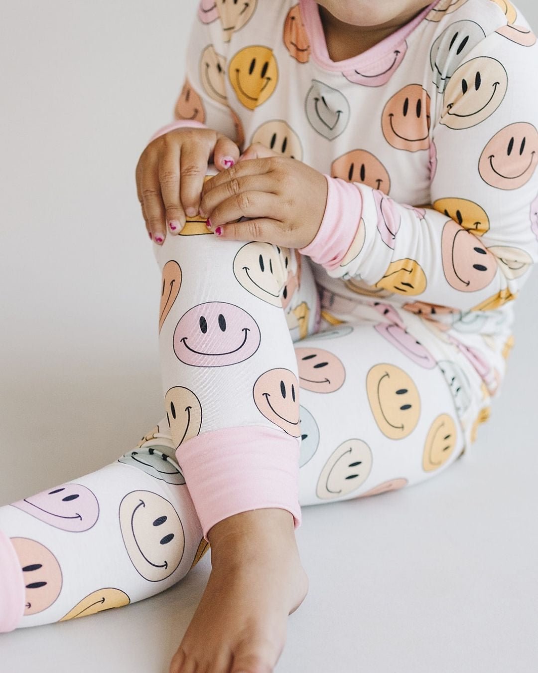 Smiley Bamboo Two Piece Set | Pink