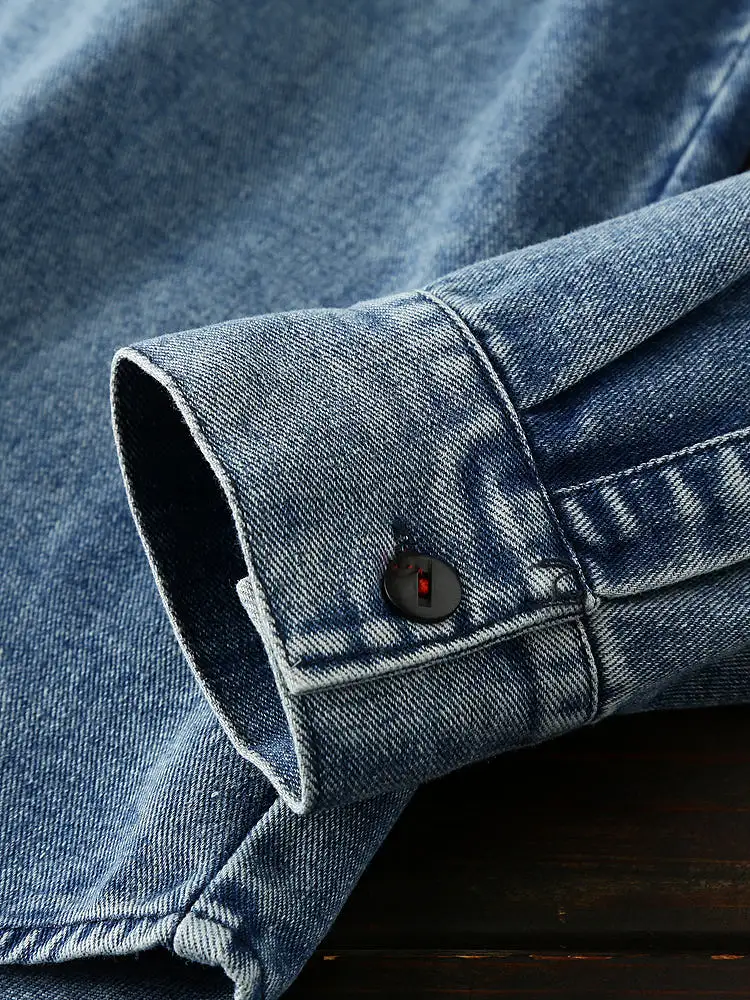 Solid and durable! Vintage washed cotton Denim Shirts