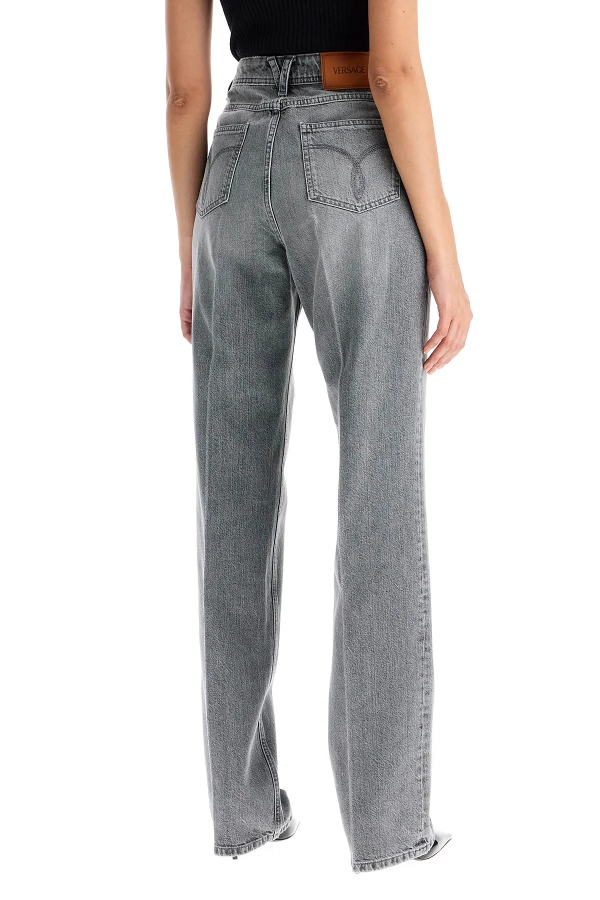 straight jeans with medusa details 1013687 1A11547 MID GREY