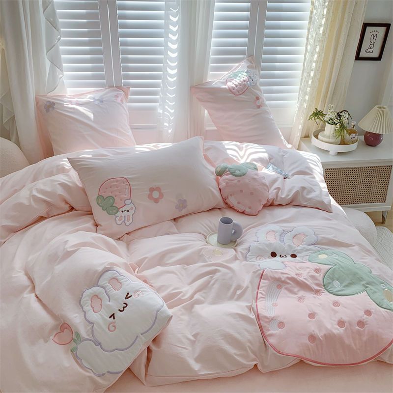 Strawberry Rabbit Four Piece Bed Set