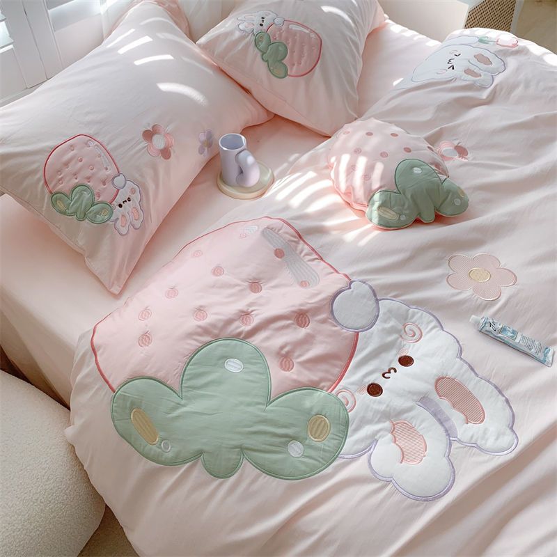 Strawberry Rabbit Four Piece Bed Set