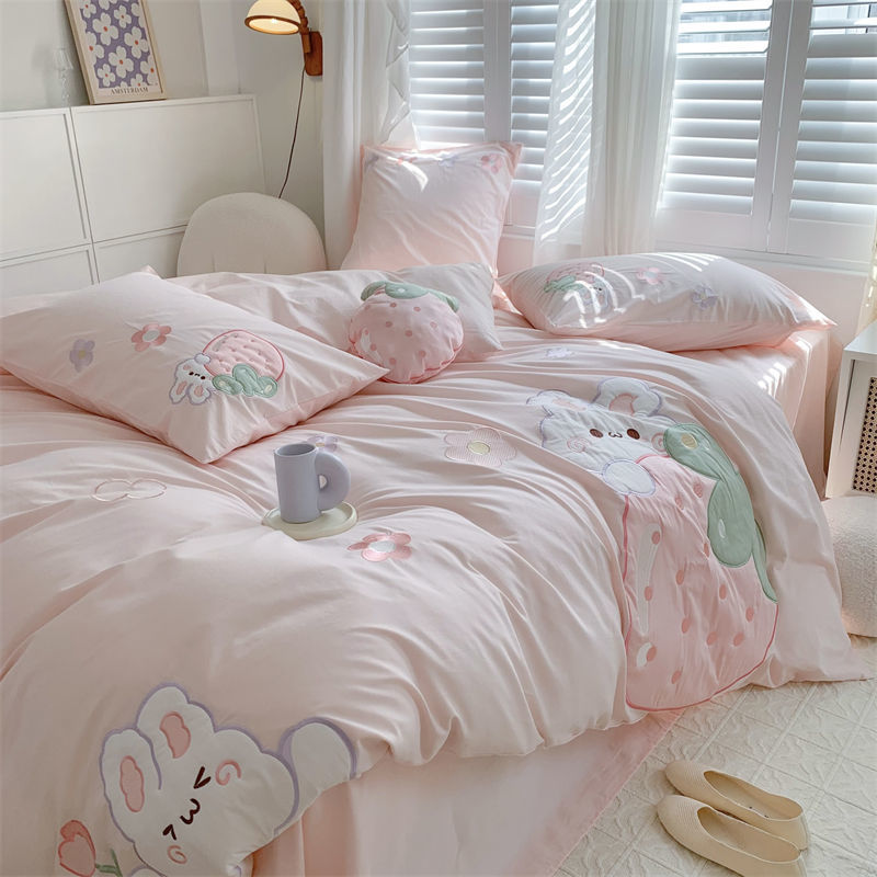 Strawberry Rabbit Four Piece Bed Set