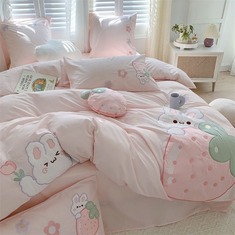 Strawberry Rabbit Four Piece Bed Set