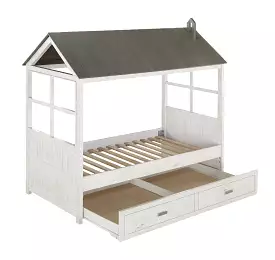 Twin White Two Drawers Bed