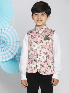 Vastramay Boys Multicolor-Base-Pink Nehru Jacket