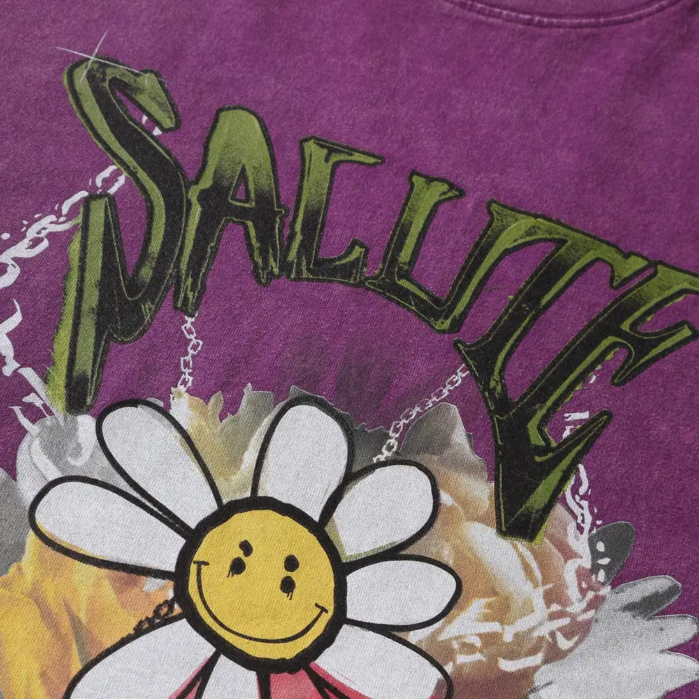 WASHED FLOWER VINTAGE T-SHIRT : PURPLE (Exclusive)