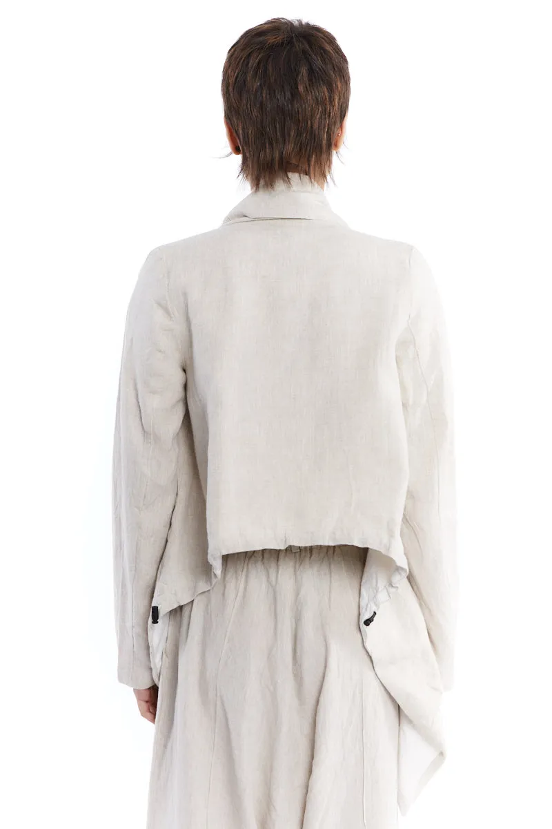 WHITE SAND DRAPED LINEN CARDIGAN