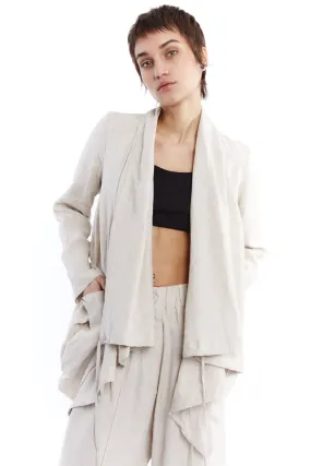 WHITE SAND DRAPED LINEN CARDIGAN