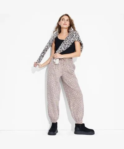 Wild Fable Women's High-Rise Baggy Joggers - Wild Fable™ Black Leopard Spot