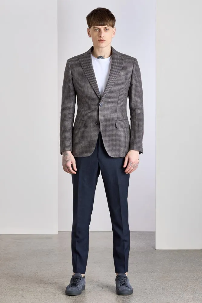 Wilhelm Sports Jacket - Brown Navy Linen Check