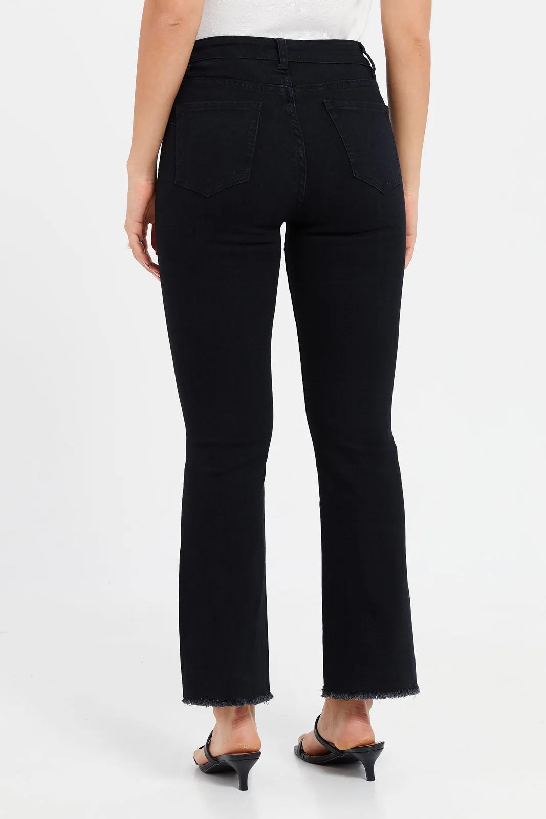 Women Black High Rise Fit Flare Jeans